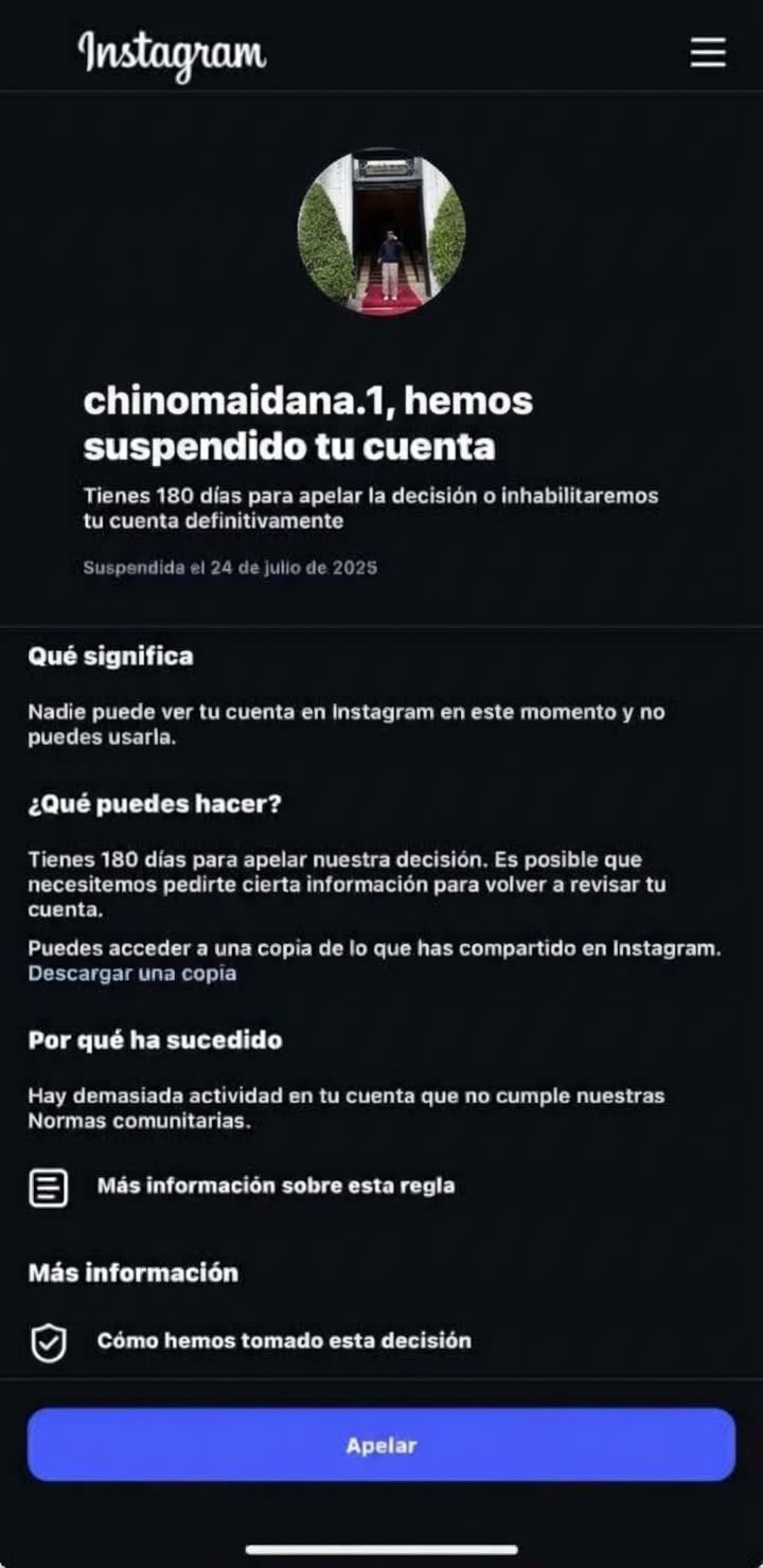 Cuenta de Chino Maidana suspendida